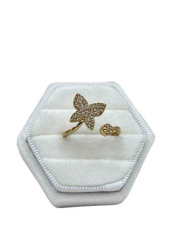 14k butterfly ring with cz stones size 8