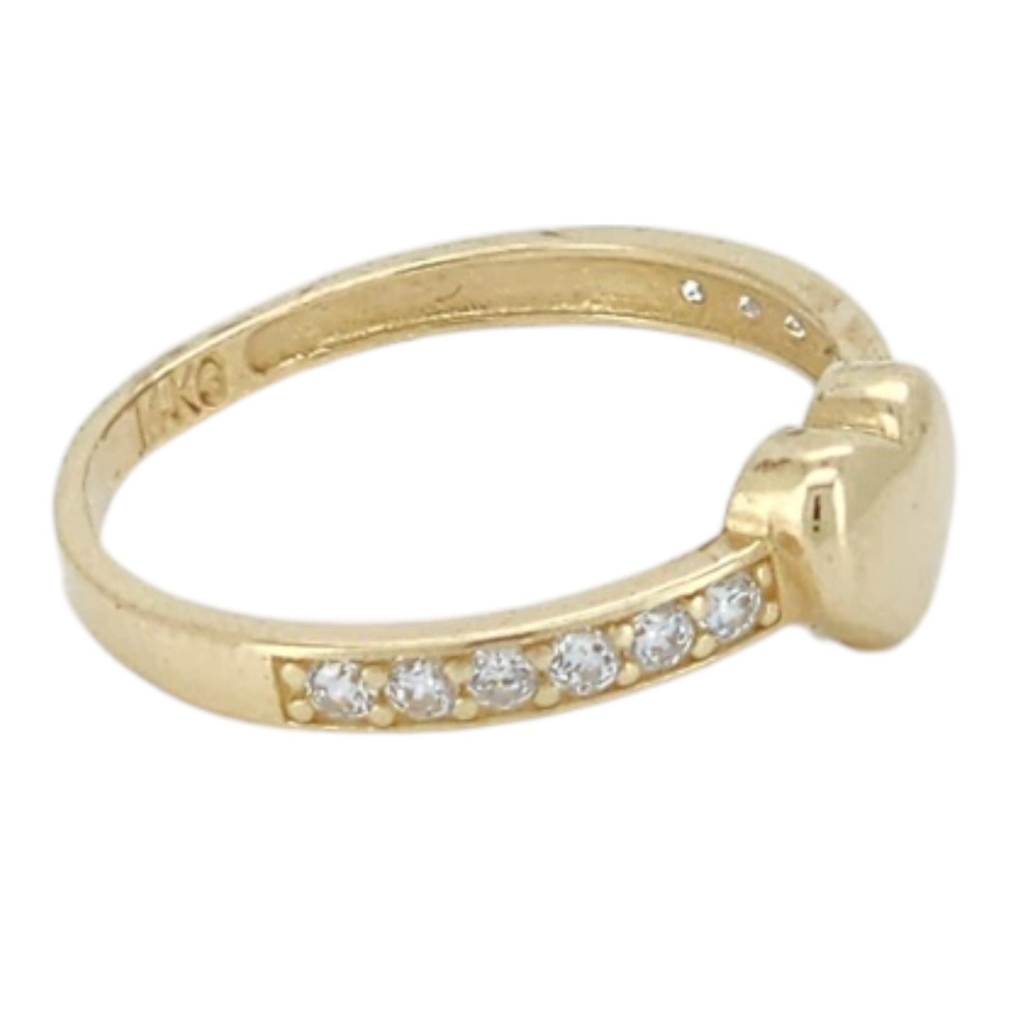 14k Gold Heart CZ ring, Size 8