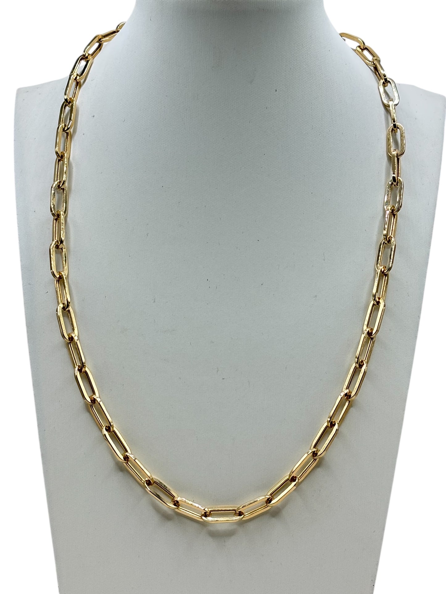 14k Gold paperclip necklace 16.5in 5.4mm