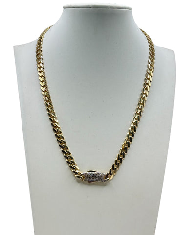 14k Gold Cuban Chain with cz stones 16in 5.8mm