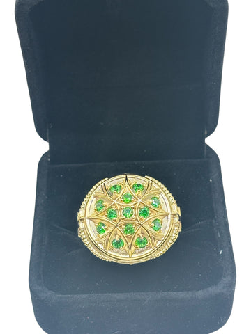 10k Gold ring with green cz stones size 10
