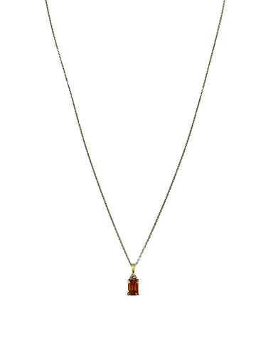 14k Gold Chain with citrine stone and Diamonds pendant 18in 0.9mm