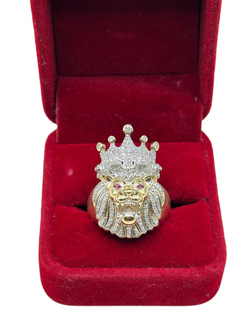 10k gold lion ring with diamonds size 11