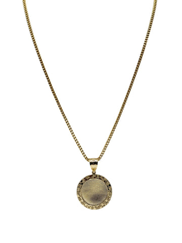 10k gold Franco chain with picture pendant ,nugget style 20in 2mm