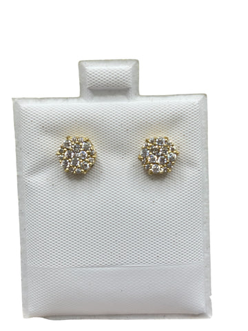 10k gold hexagon earrings with cz stones