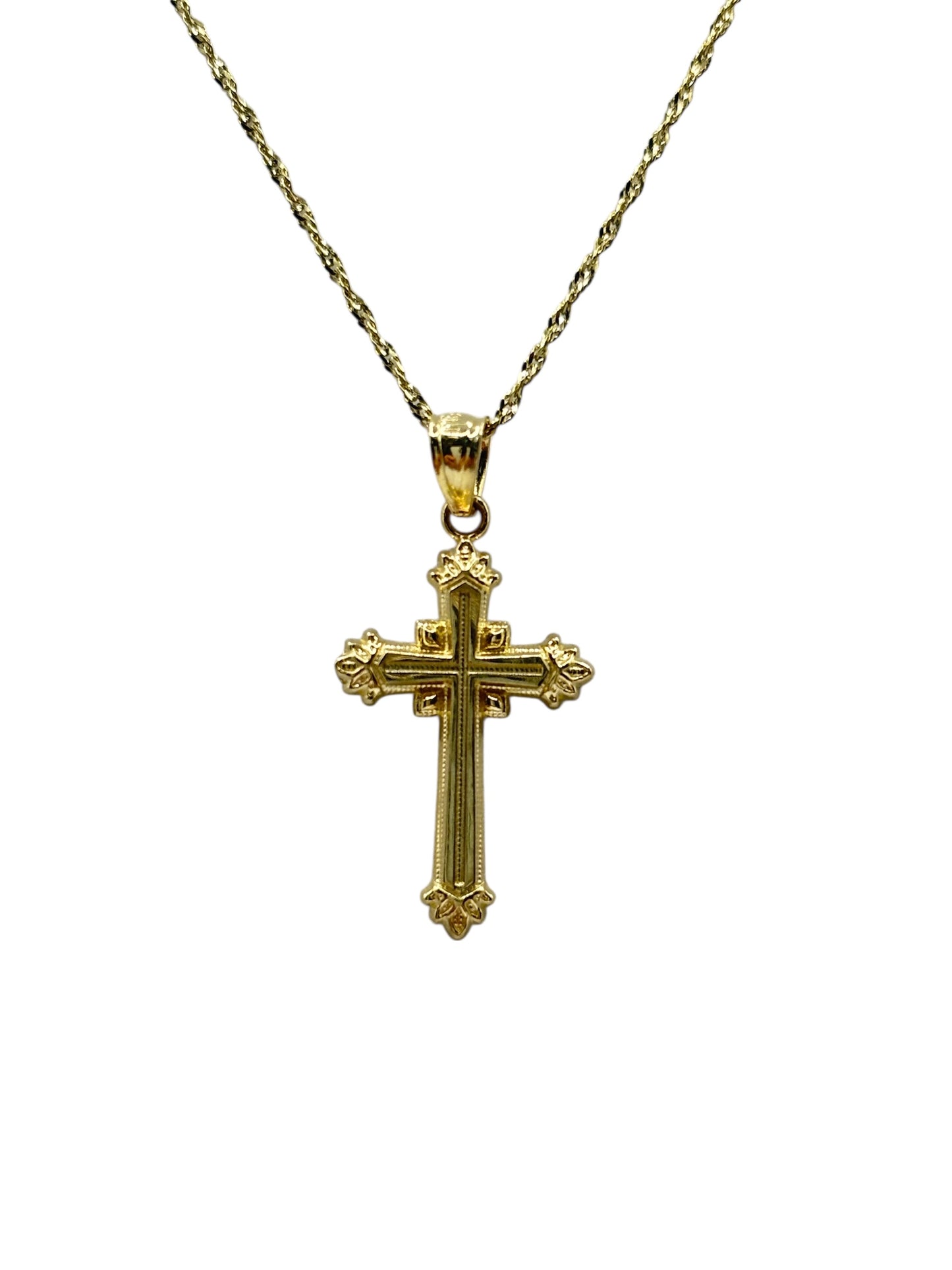 10k gold chain Singapore cut .with cross pendant .18in 0.9mm