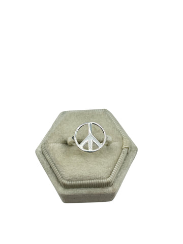925 silver peace sign ring size 7