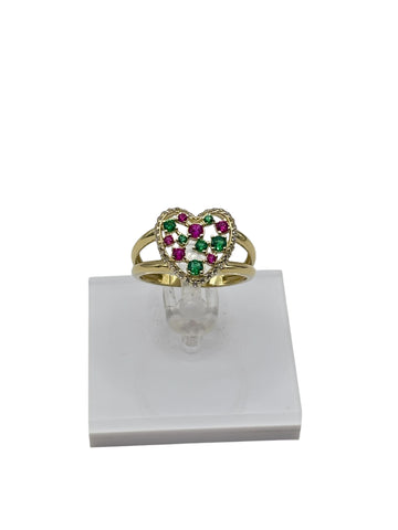 10k heart ring cz stones size 8