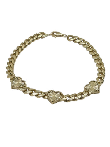 10k bracelet with hearts 7in