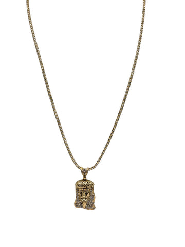 10k gold , Ice chain with Jesus pendant 24in 2.9mm