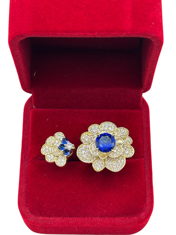 10k gold flower ring with cz stones size 9
