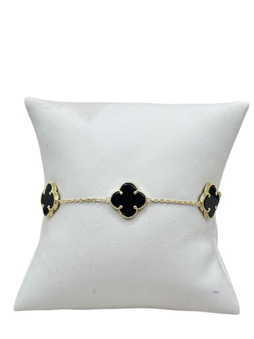 10k Gold clover bracelet 8in 1.2mm