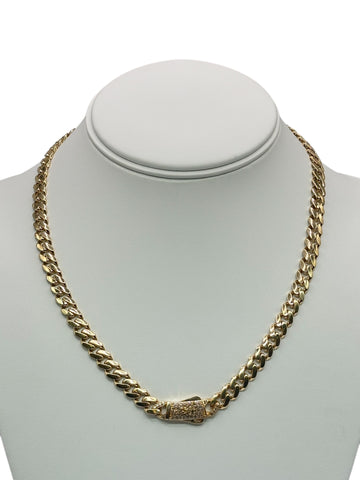 14k Gold Cuban Chain with cz stones 18in 7mm