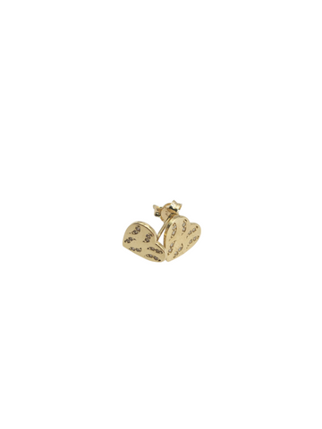 10K gold earrings. Hearts with torn design. CZ stone