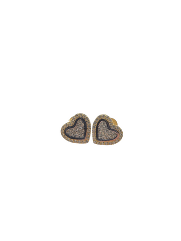 10K gold earrings. Hearts with CZ stones
