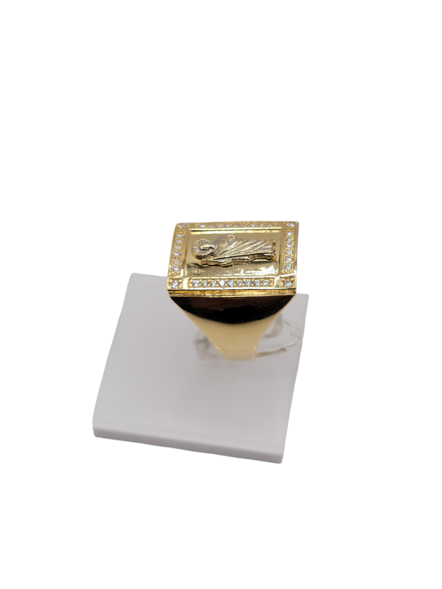 14k gold ring size 11.5 san jude cz stone