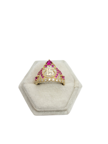 10K gold ring, 15 years pink. Size 8. CZ stone