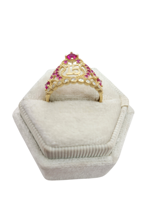 10K gold ring, 15 years pink. Size 8. CZ stone