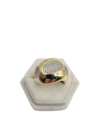 10K Gold Ring, Paw Prints with Stone. Size 8. CZ Stone