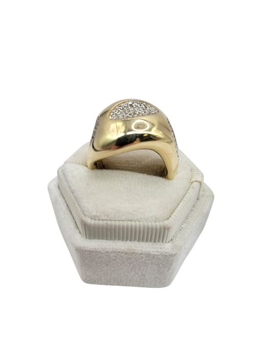 10K Gold Ring, Paw Prints with Stone. Size 8. CZ Stone