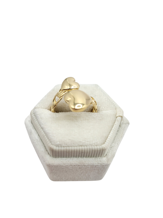 10K gold ring, double heart. Size 7