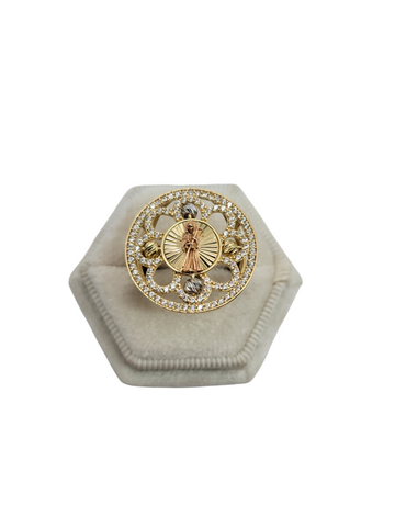10K gold ring, Santa Muerte. Size 8. CZ stone