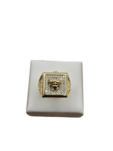 10k Gold Ring Medusa Size 7, CZ stones