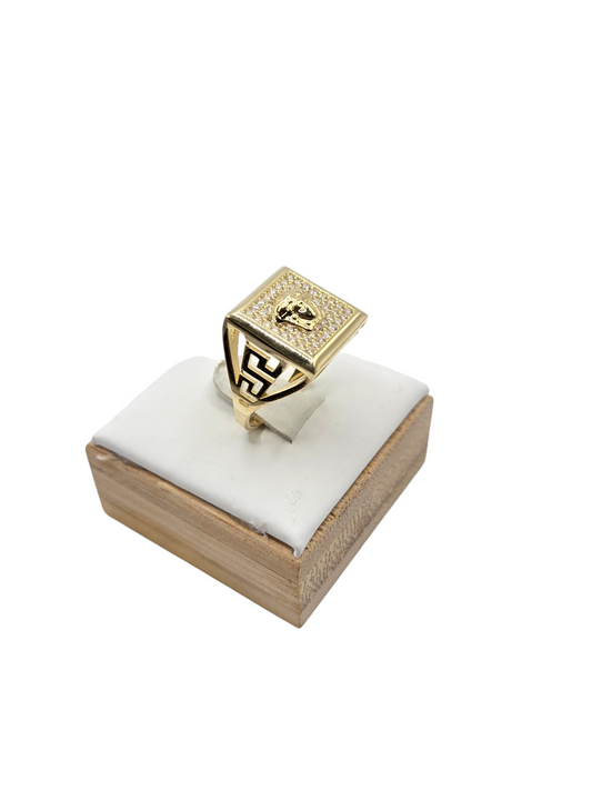 10k Gold Ring Medusa Size 7, CZ stones