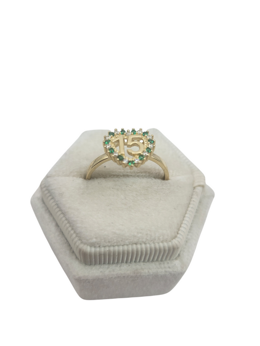 10K gold ring, 15 years green. Size 8.5. CZ stone