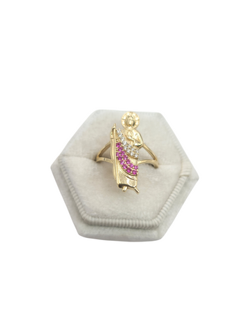 10K Gold Ring, St. Jude. Size 6.5. CZ Stone