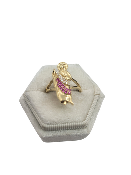 10K Gold Ring, St. Jude. Size 6.5. CZ Stone