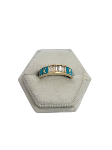 10K Gold Ring. LV Blue. Size 7. CZ Stone