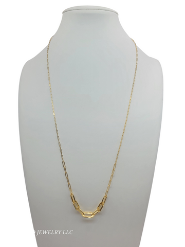 14K Gold Chain . Link Pendant . 24in . 3mm