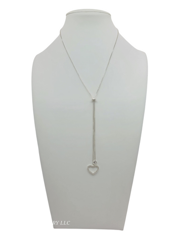 925 sterling silver chain. White heart pendant. 22in. 2mm.