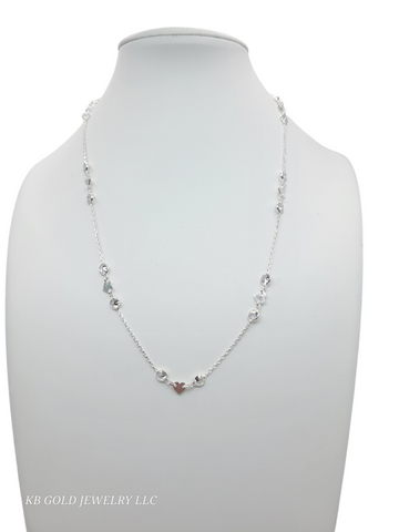925 sterling silver chain. Heart design and CZ stone. 19in. 2mm.