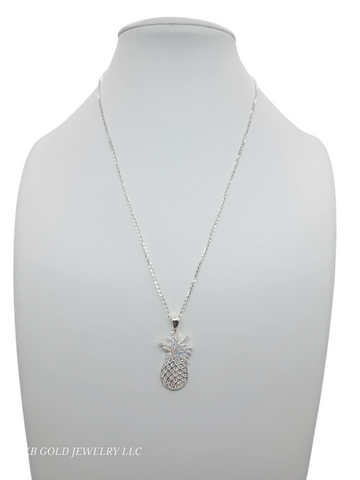 925 silver chain. Pineapple pendant. 18in. 1mm