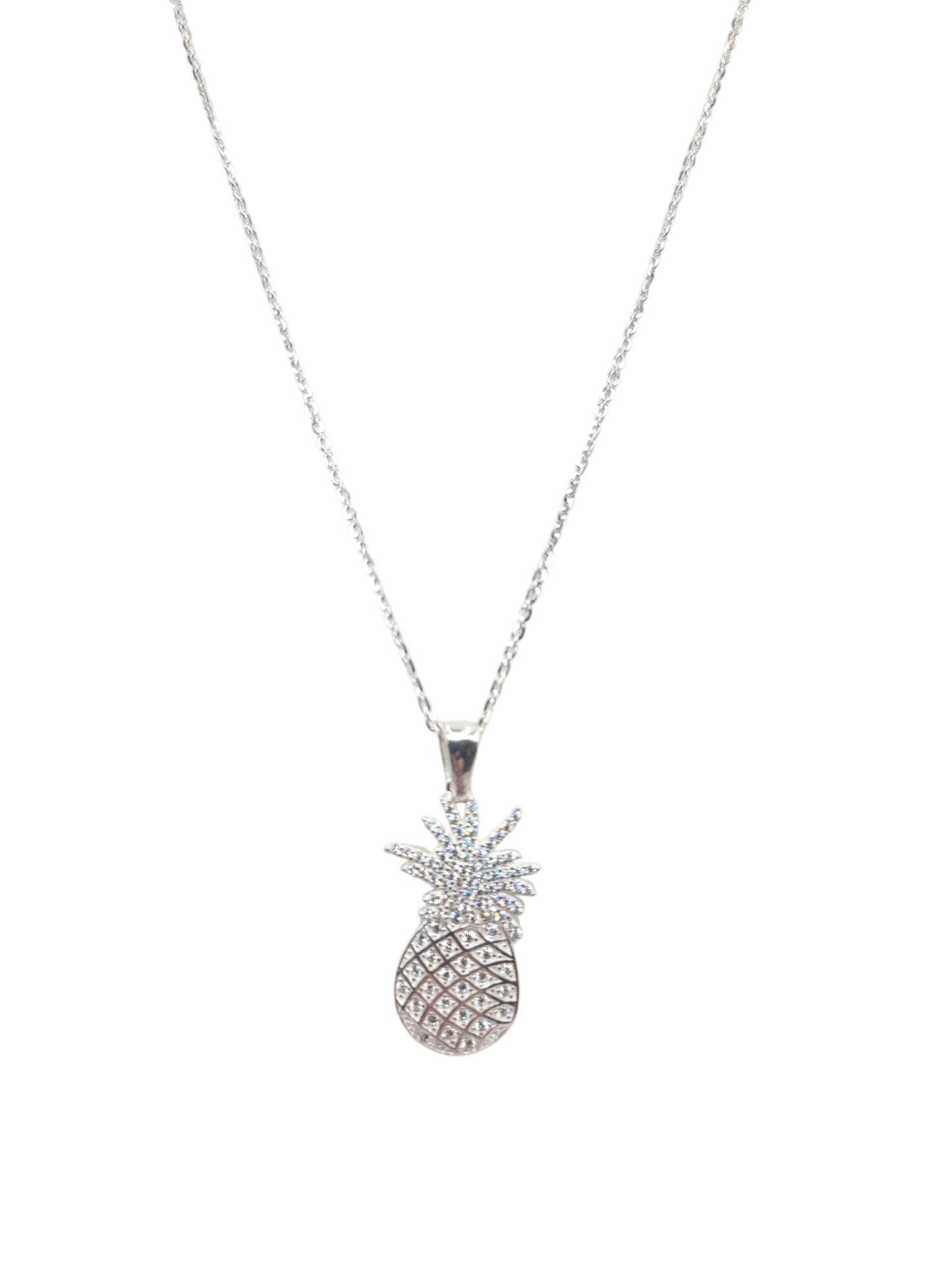 925 silver chain. Pineapple pendant. 18in. 1mm