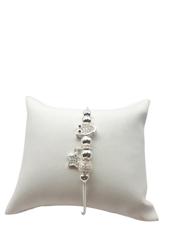 925 silver bracelet. Owl and star earring.