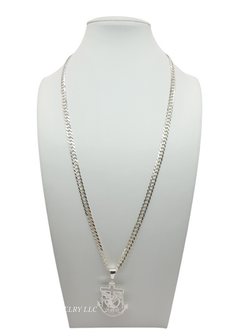 925 sterling silver chain. Anchor and eagle pendant. 26in. 6mm.