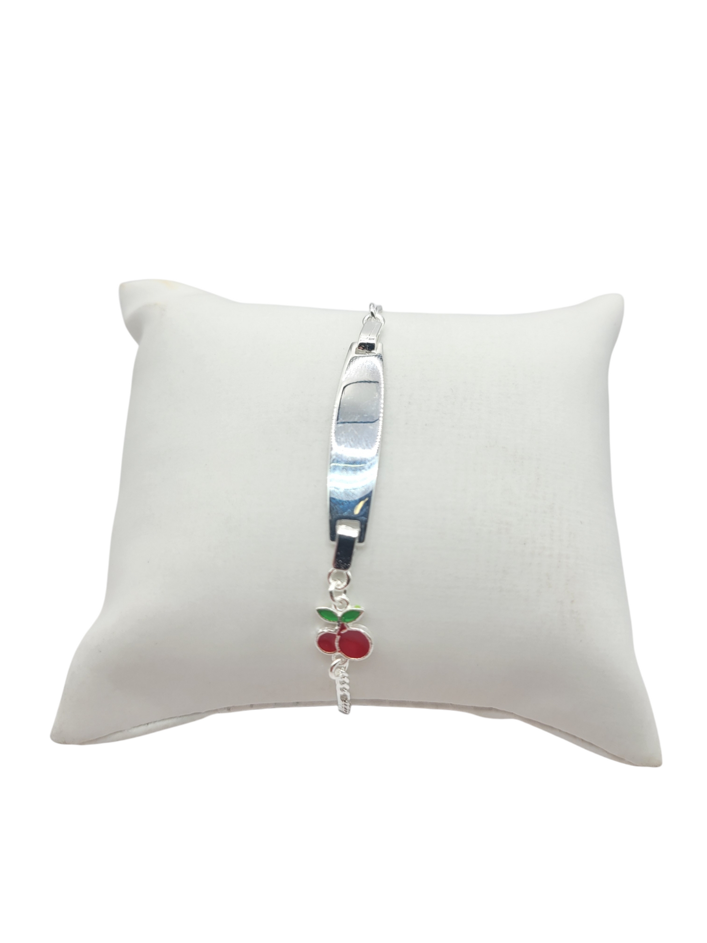 925 silver bracelet. Plate and cherry. 6in. 3mm