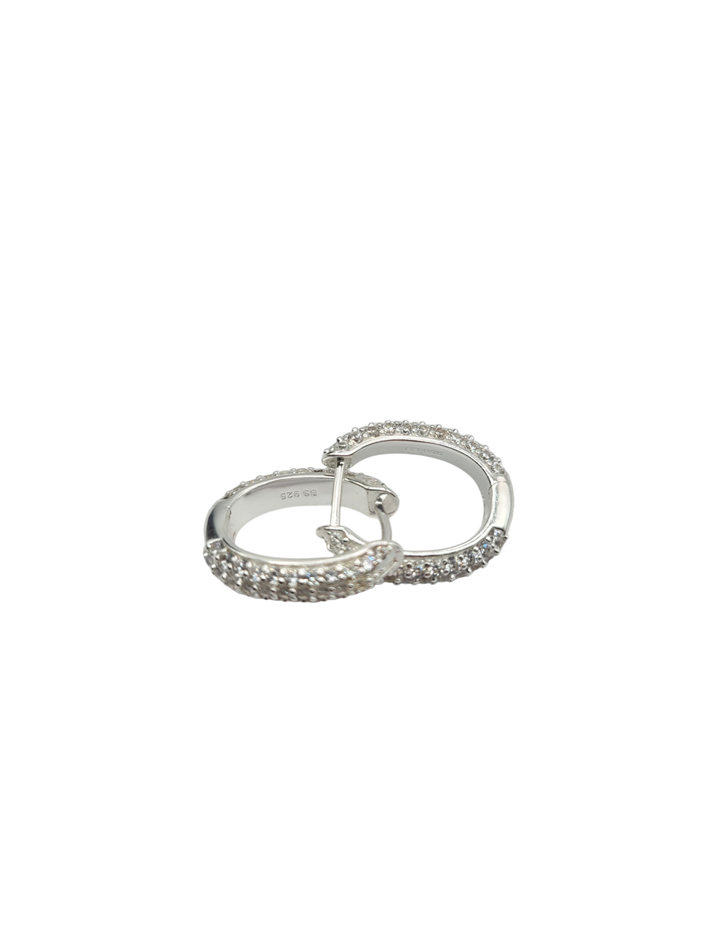 925 silver earrings. Oval design with CZ stone.