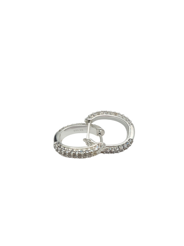 925 silver earrings. Oval design with CZ stone.