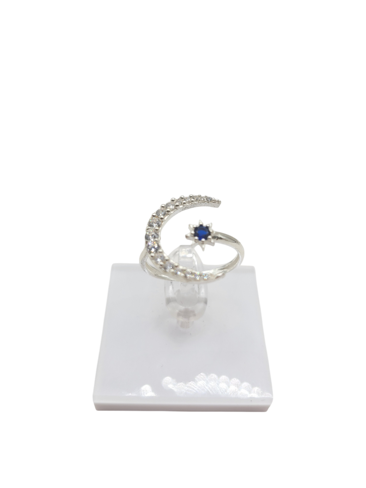 925 silver ring. Moon and sun. Size 8.5. CZ stone