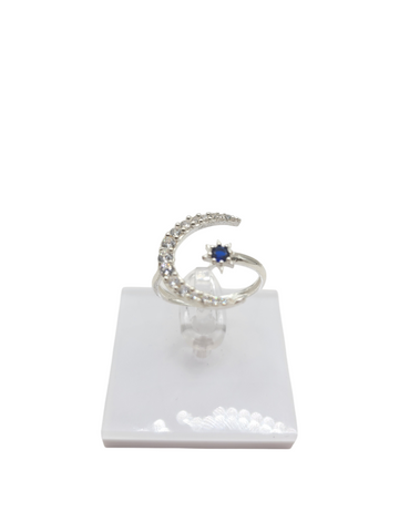 925 silver ring. Moon and sun. Size 8.5. CZ stone