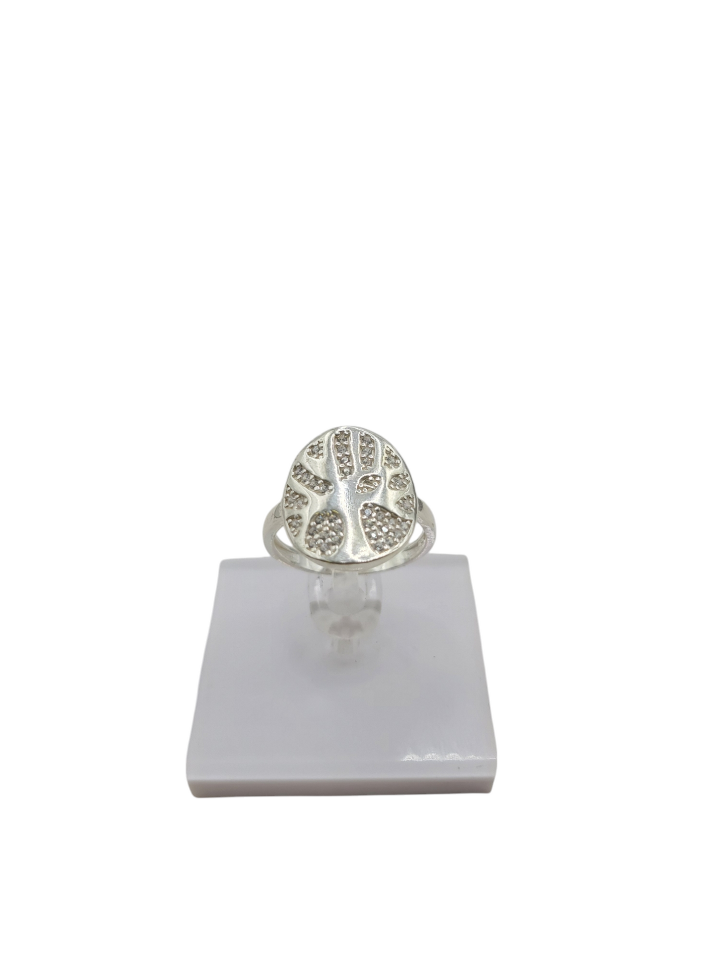 925 silver ring. Tree with CZ stone. Size 8