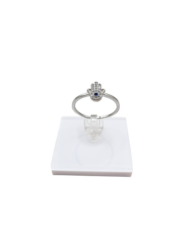 925 silver ring. Hand of Fatima. Size 8.5. CZ stone.