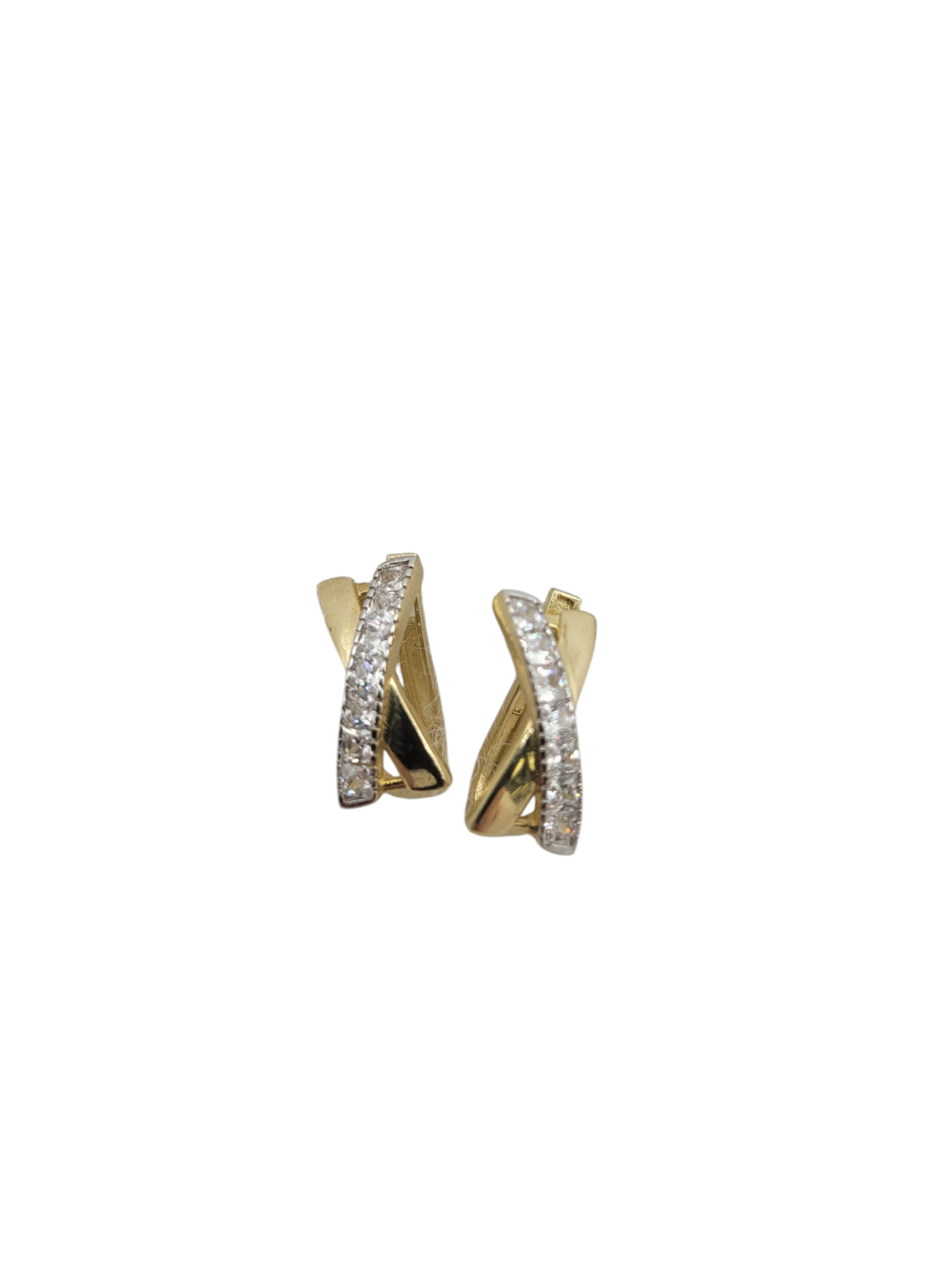 10K Gold Earrings . X. CZ Stone