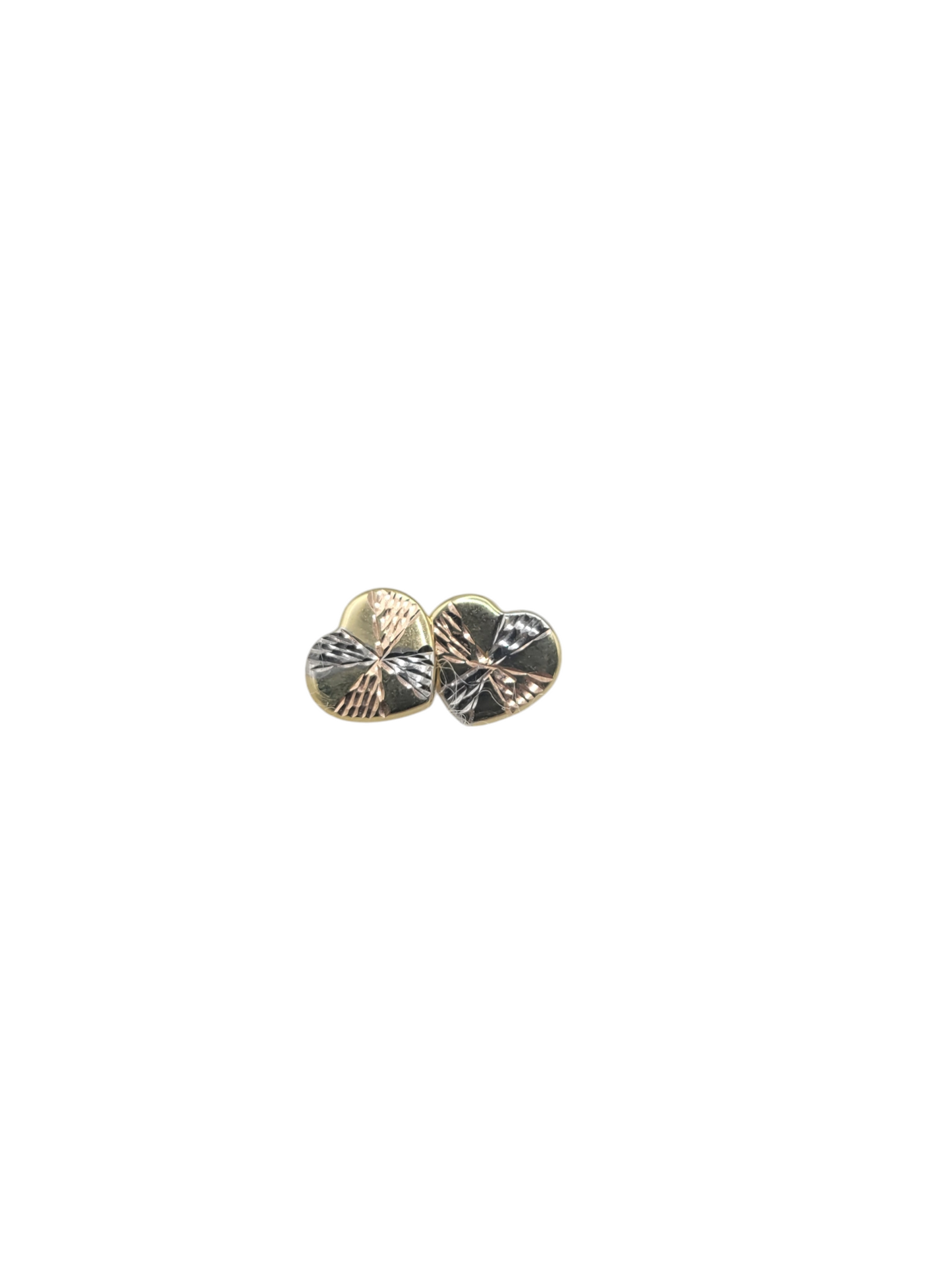 10K gold earrings. 3-color heart.