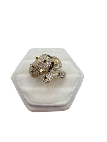 10K gold panther ring with CZ stone. Size 7.