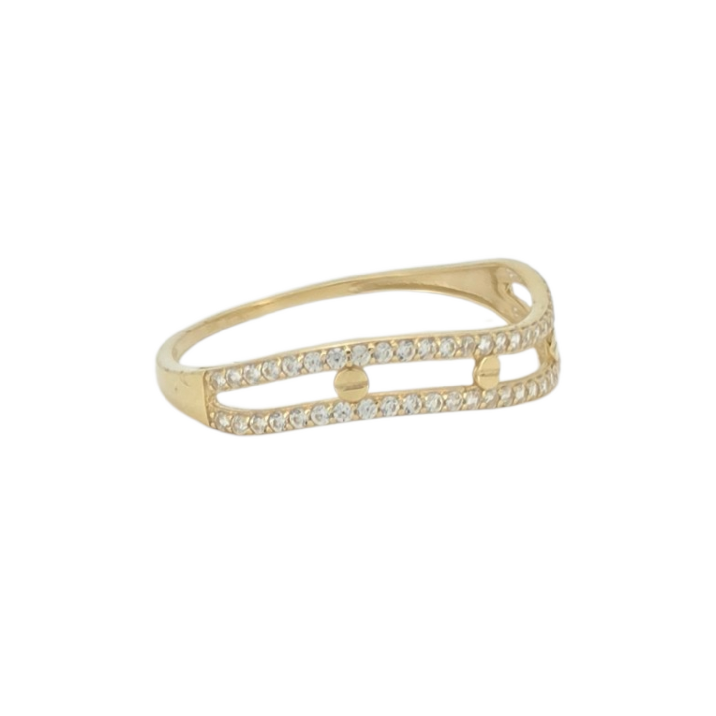 10k Gold Fancy Ring. CZ Stones. Size 9